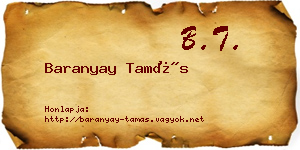 Baranyay Tamás névjegykártya